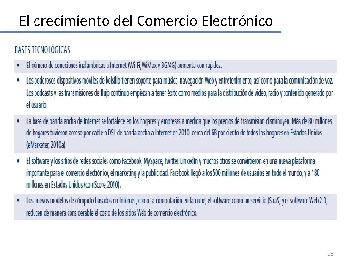 El crecimiento del Comercio Electrónico 13 