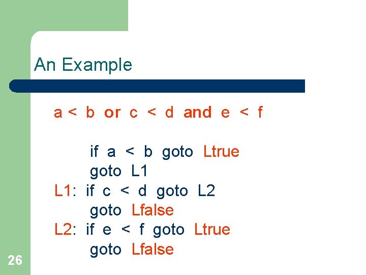 An Example a < b or c < d and e < f 26