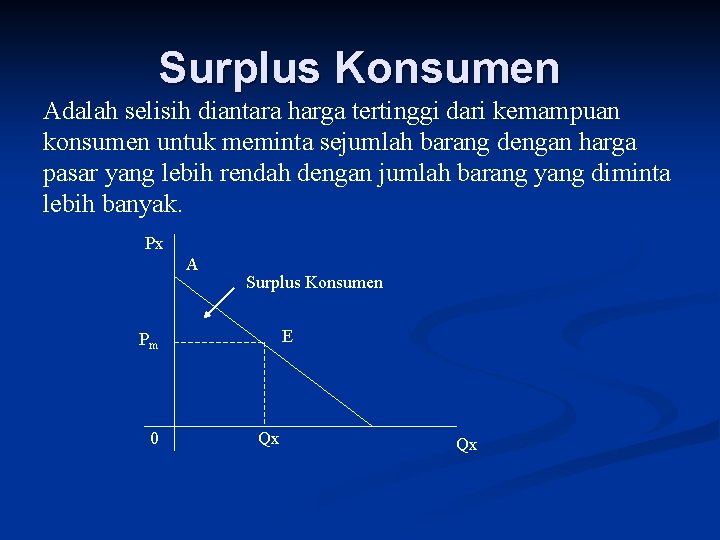 Surplus Konsumen Adalah selisih diantara harga tertinggi dari kemampuan konsumen untuk meminta sejumlah barang