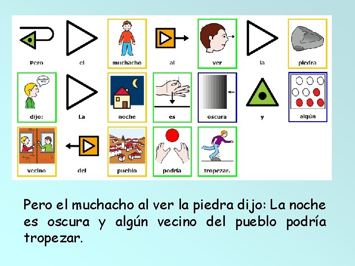 Pero el muchacho al ver la piedra dijo: La noche es oscura y algún