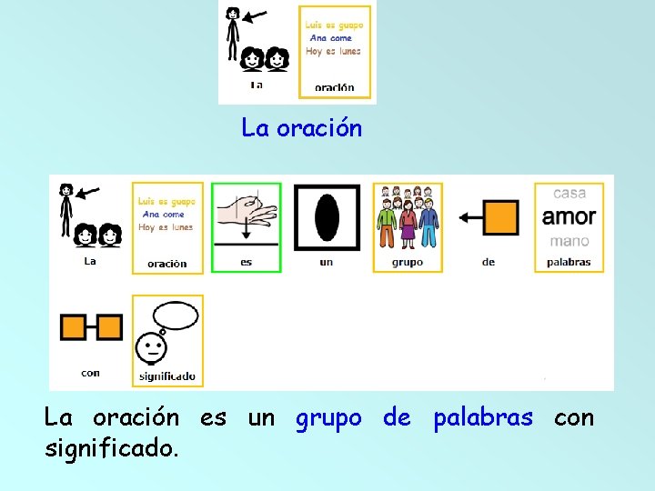 La oración es un grupo de palabras con significado. 