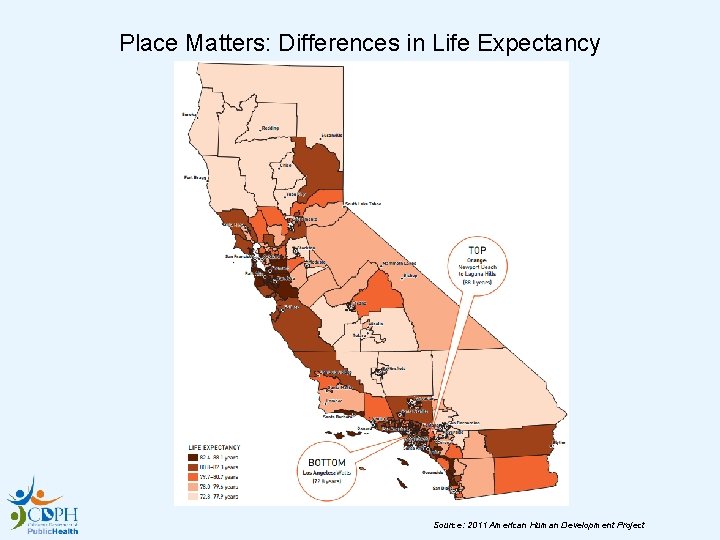 Place Matters: Differences in Life Expectancy Source: 2011 American Human Development Project 