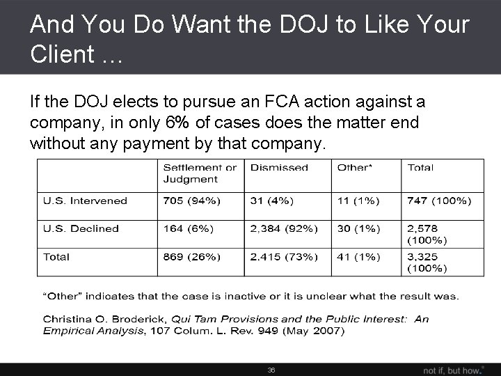 And You Do Want the DOJ to Like Your Client … If the DOJ