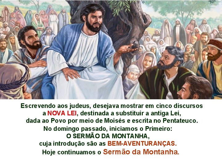 Escrevendo aos judeus, desejava mostrar em cinco discursos a NOVA LEI, destinada a substituir