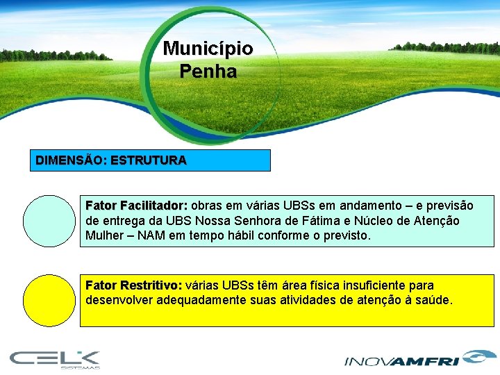 Município Penha DIMENSÃO: ESTRUTURA Fator Facilitador: obras em várias UBSs em andamento – e