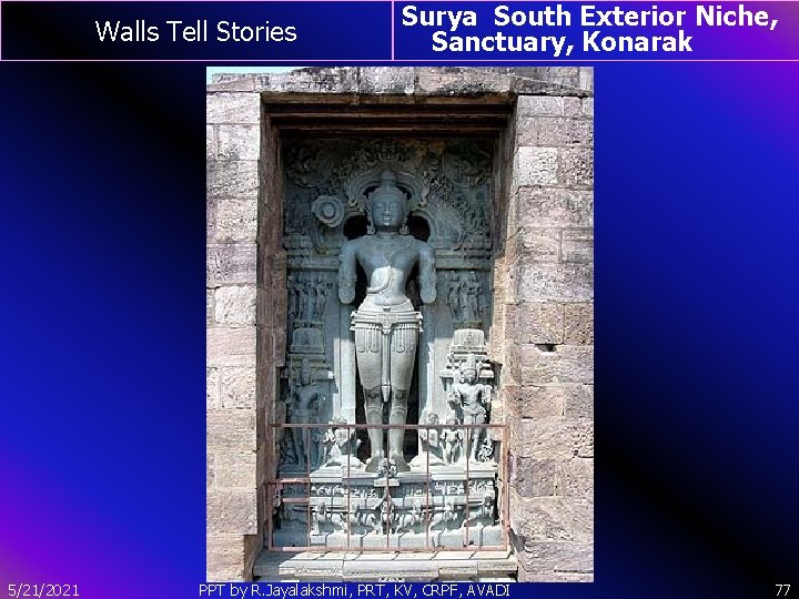 Walls Tell Stories 5/21/2021 Surya South Exterior Niche, Sanctuary, Konarak PPT by R. Jayalakshmi,