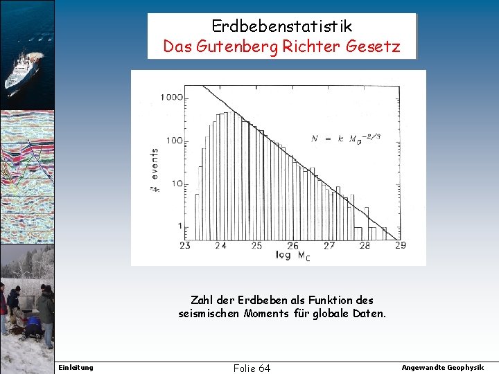 Erdbebenstatistik Das Gutenberg Richter Gesetz Zahl der Erdbeben als Funktion des seismischen Moments für