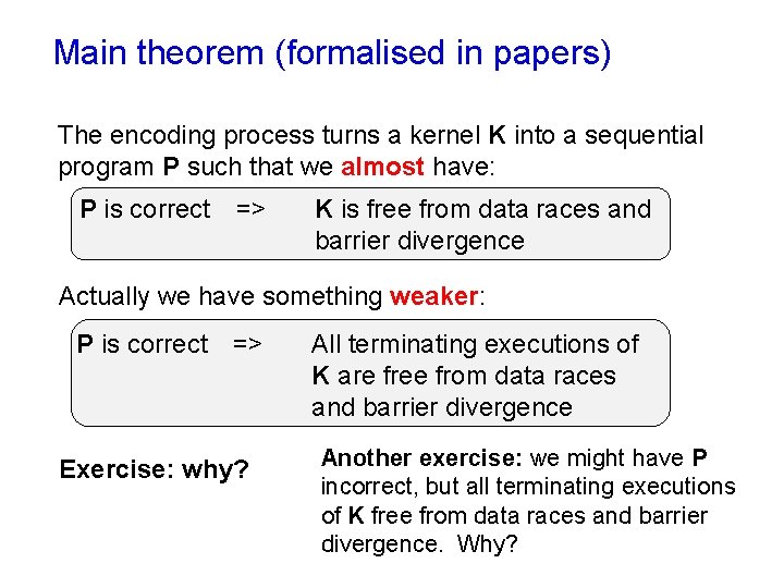 Main theorem (formalised in papers) The encoding process turns a kernel K into a Main theorem (formalised in papers) The encoding process turns a kernel K into a