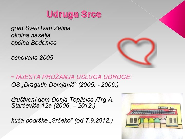 Udruga Srce grad Sveti Ivan Zelina okolna naselja općina Bedenica osnovana 2005. - MJESTA