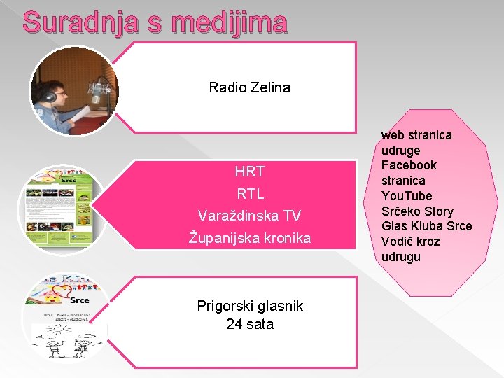 Suradnja s medijima Radio Zelina HRT RTL Varaždinska TV Županijska kronika Prigorski glasnik 24