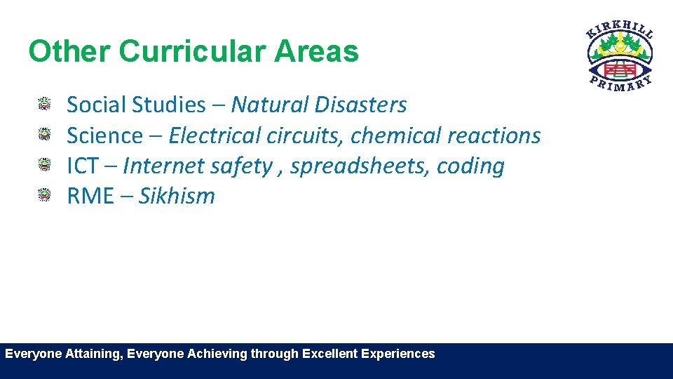 Other Curricular Areas Social Studies – Natural Disasters Science – Electrical circuits, chemical reactions Other Curricular Areas Social Studies – Natural Disasters Science – Electrical circuits, chemical reactions