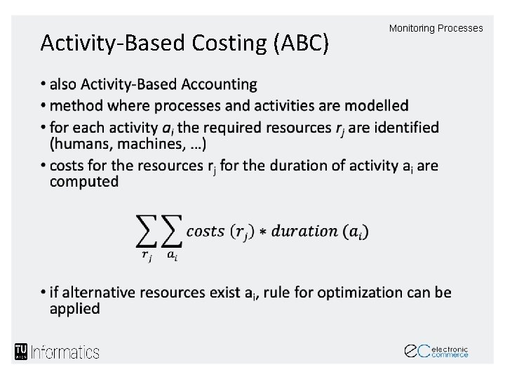 Activity-Based Costing (ABC) • Monitoring Processes 