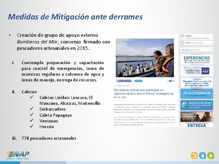 Medidas de Mitigación ante derrames Creación de grupo de apoyo externo Bomberos del Mar, Medidas de Mitigación ante derrames Creación de grupo de apoyo externo Bomberos del Mar,