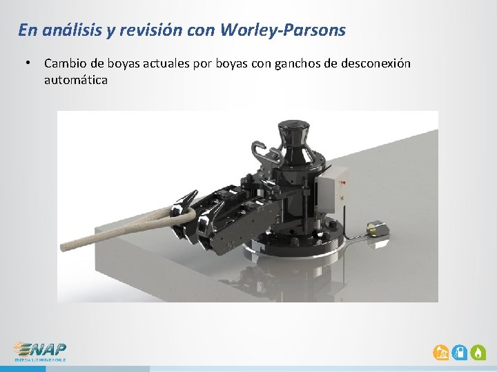 En análisis y revisión con Worley-Parsons • Cambio de boyas actuales por boyas con En análisis y revisión con Worley-Parsons • Cambio de boyas actuales por boyas con