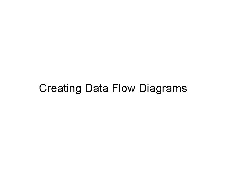 Creating Data Flow Diagrams 