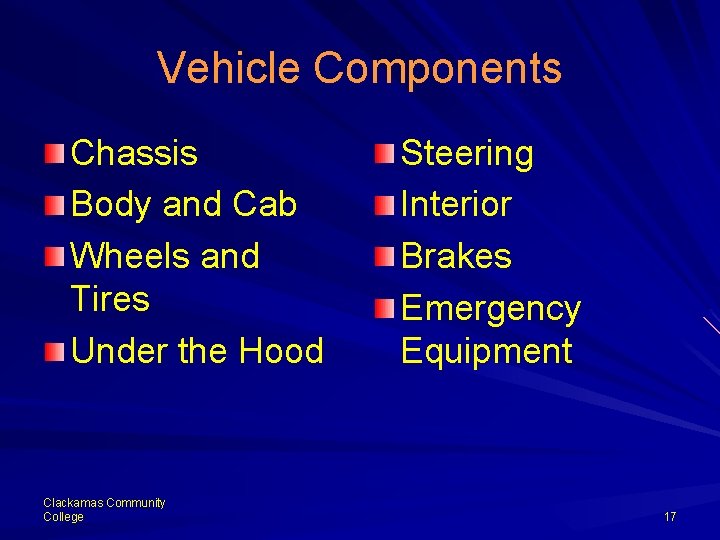Vehicle Components Chassis Body and Cab Wheels and Tires Under the Hood Clackamas Community
