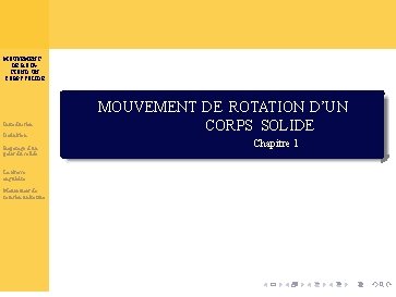 MOUVEMENT DE ROTATION D’UN CORPS SOLIDE Introduction Définition Repérage d’un point du solide MOUVEMENT MOUVEMENT DE ROTATION D’UN CORPS SOLIDE Introduction Définition Repérage d’un point du solide MOUVEMENT