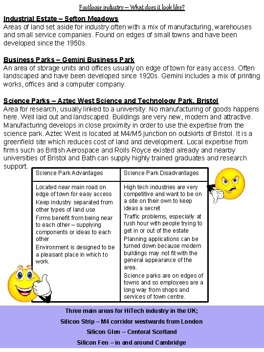 Footloose industry – What does it look like? Industrial Estate – Sefton Meadows Areas