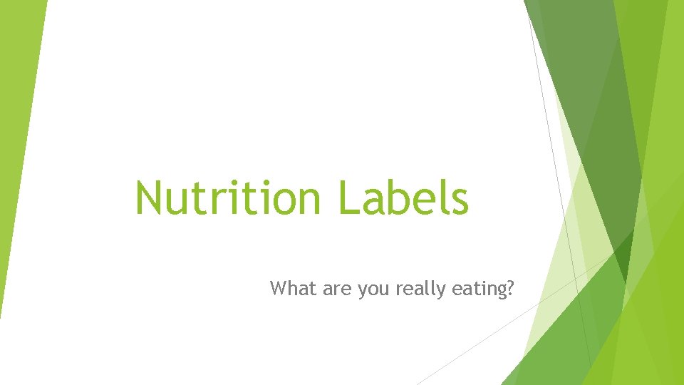 Nutrition Labels What are you really eating? 