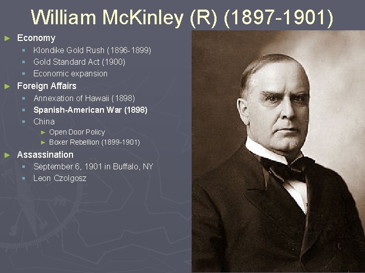 William Mc. Kinley (R) (1897 -1901) ► Economy § Klondike Gold Rush (1896 -1899)
