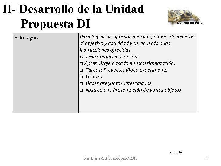 II- Desarrollo de la Unidad Propuesta DI Estrategias Fotos imagen suagm. edu Para lograr