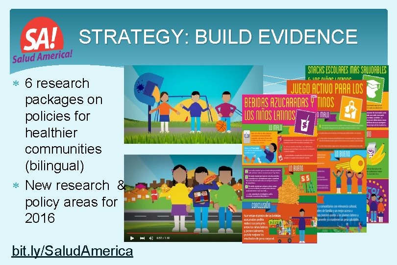 STRATEGY: BUILD EVIDENCE 6 research packages on policies for healthier communities (bilingual) New research STRATEGY: BUILD EVIDENCE 6 research packages on policies for healthier communities (bilingual) New research
