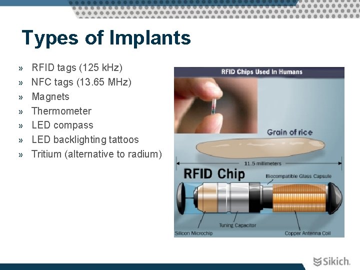 Types of Implants » » » » RFID tags (125 k. Hz) NFC tags