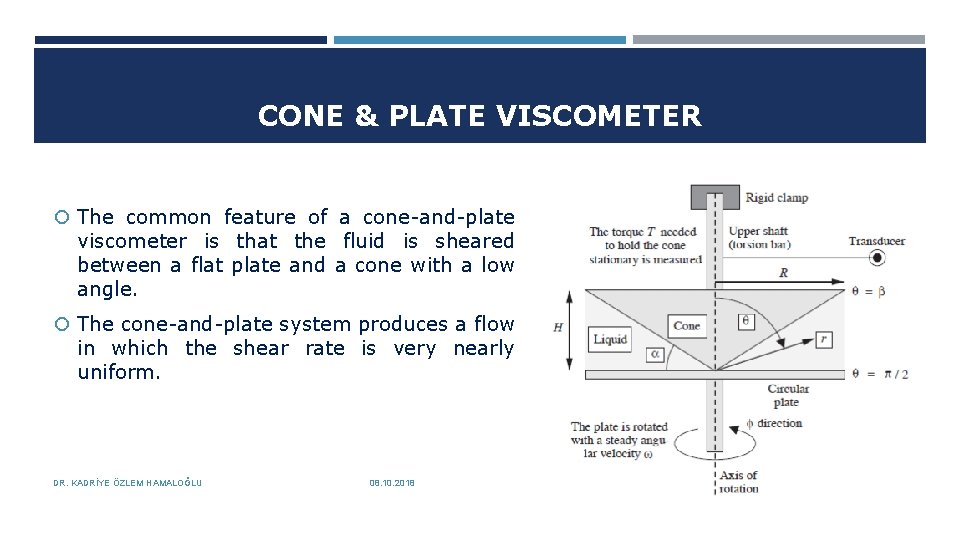 CONE & PLATE VISCOMETER The common feature of a cone-and-plate viscometer is that the