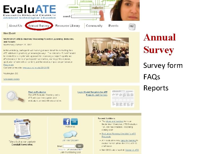 Annual Survey form FAQs Reports 