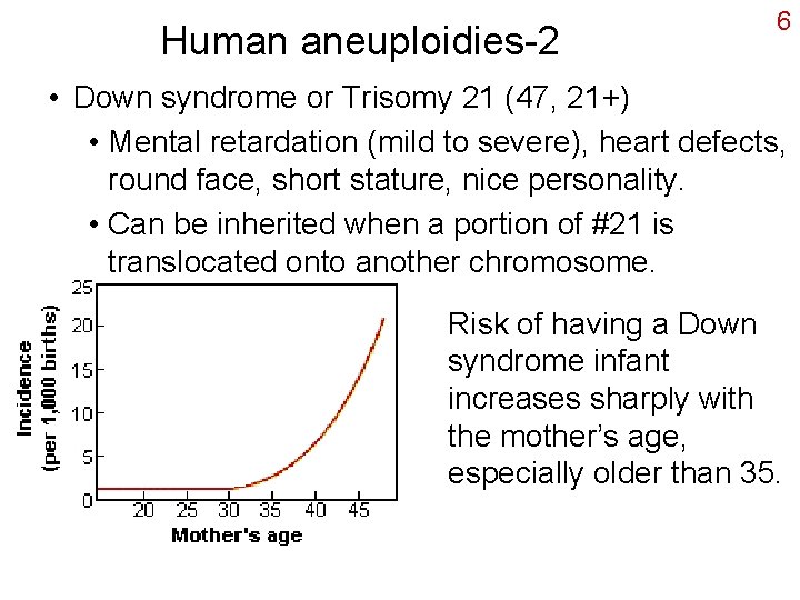 Human aneuploidies-2 6 • Down syndrome or Trisomy 21 (47, 21+) • Mental retardation
