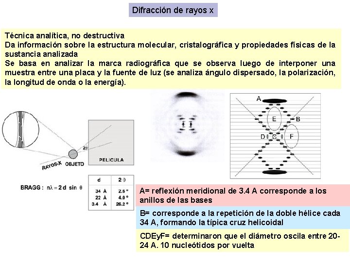 Difracción de rayos x Técnica analítica, no destructiva Da información sobre la estructura molecular, Difracción de rayos x Técnica analítica, no destructiva Da información sobre la estructura molecular,