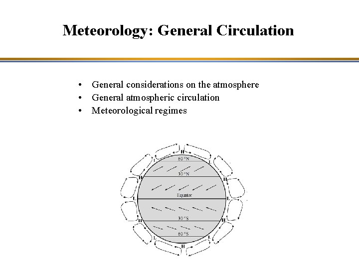 Meteorology: General Circulation • General considerations on the atmosphere • General atmospheric circulation •