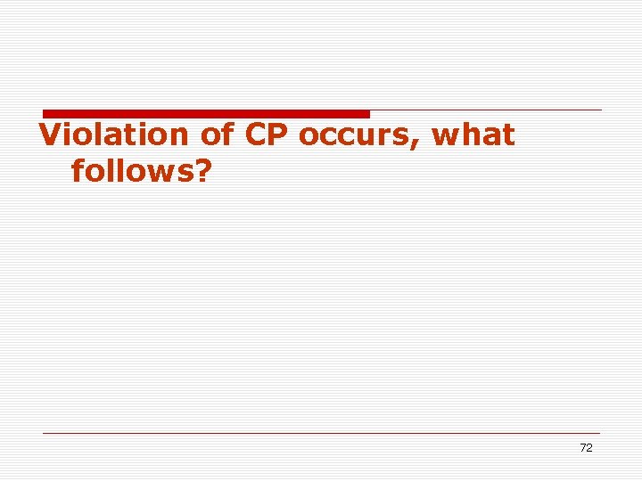 Violation of CP occurs, what follows? 72 Violation of CP occurs, what follows? 72