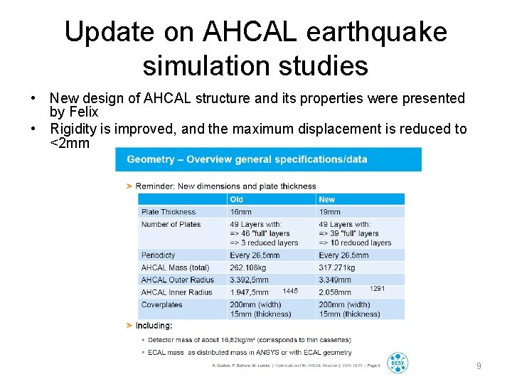 Update on AHCAL earthquake simulation studies • New design of AHCAL structure and its