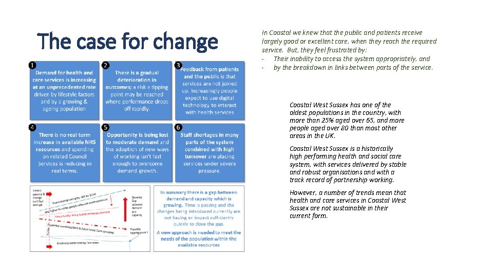 The case for change In Coastal we knew that the public and patients receive