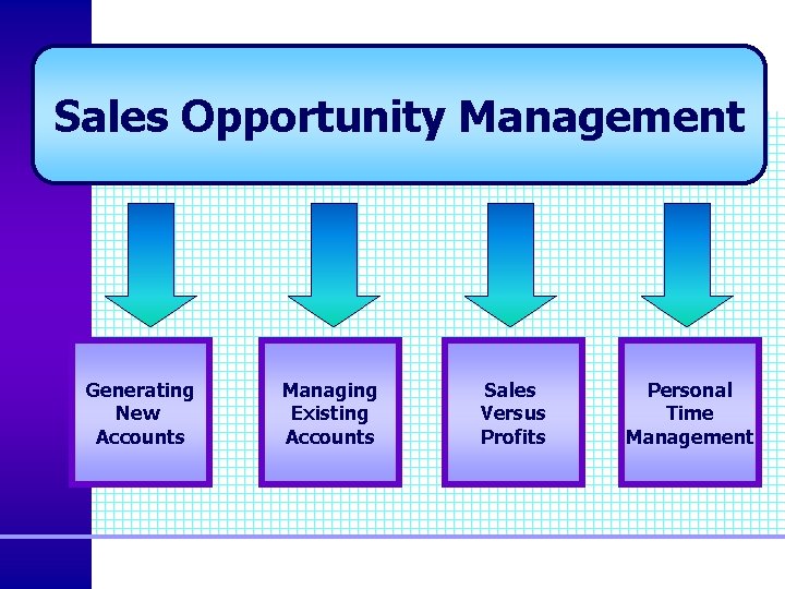 Sales Opportunity Management Generating New Accounts Managing Existing Accounts Sales Versus Profits Personal Time