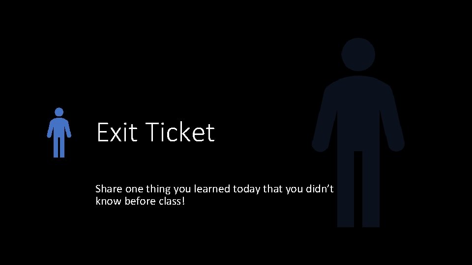 Exit Ticket Share one thing you learned today that you didn’t know before class!