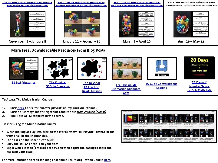 New Esti-Mysteries and Number Sense Resources Every Day for the Rest of the School New Esti-Mysteries and Number Sense Resources Every Day for the Rest of the School