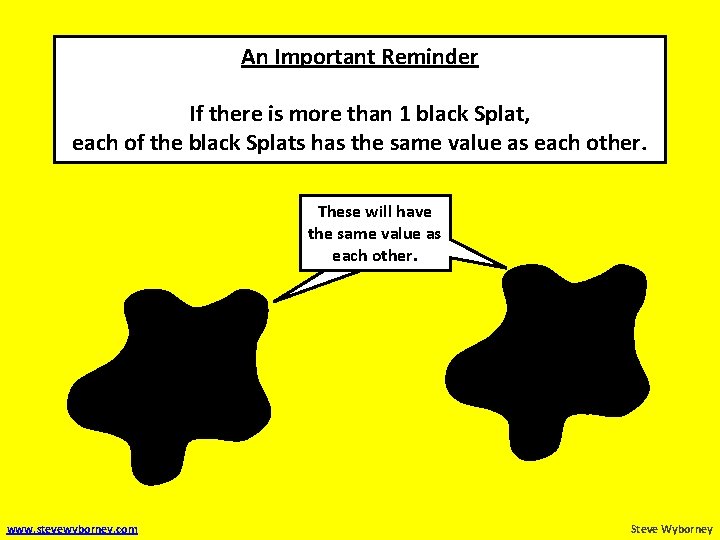An Important Reminder If there is more than 1 black Splat, each of the An Important Reminder If there is more than 1 black Splat, each of the