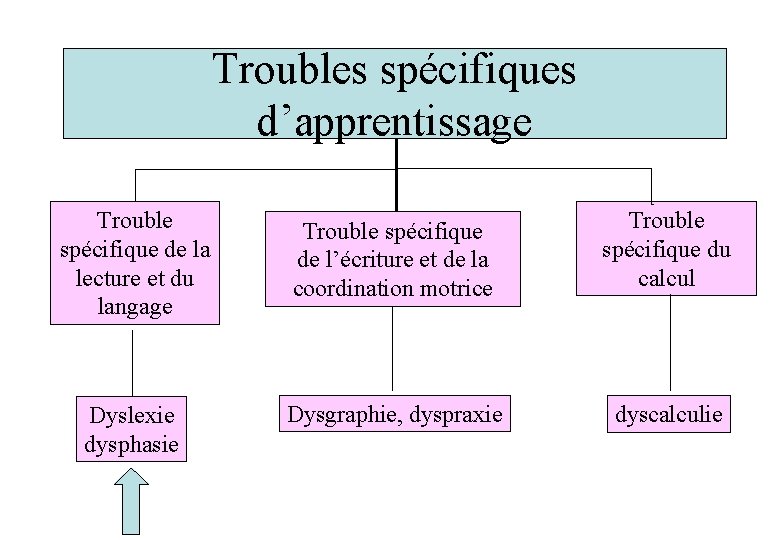 Troubles spécifiques d’apprentissage Trouble spécifique de la lecture et du langage Trouble spécifique de