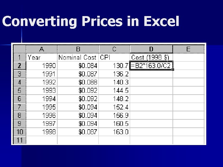 Converting Prices in Excel 