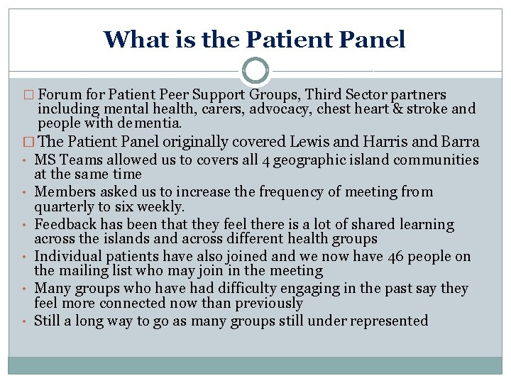 Patient Panel Discussion Denise Symington Patient Focus Public Involvement 9 March