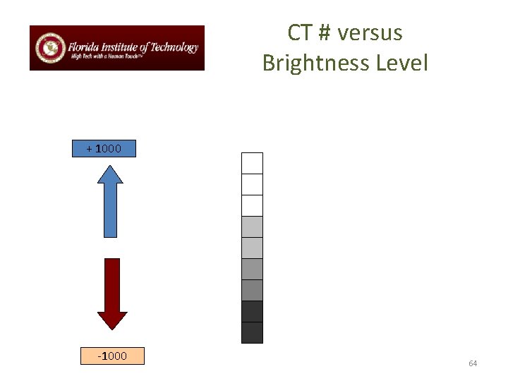 CT # versus Brightness Level + 1000 -1000 64 