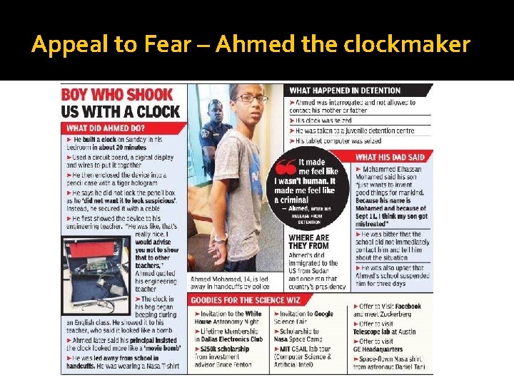 Appeal to Fear – Ahmed the clockmaker 