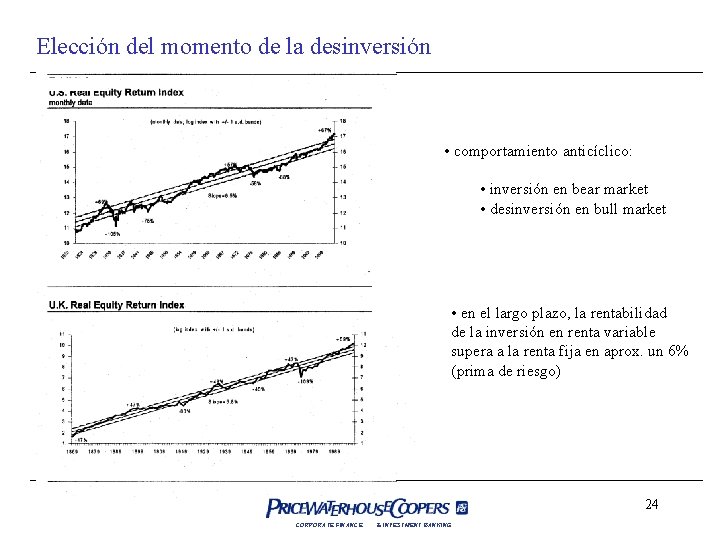 Elección del momento de la desinversión • comportamiento anticíclico: • inversión en bear market