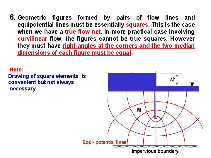 6. Geometric figures formed by pairs of flow lines and equipotential lines must be