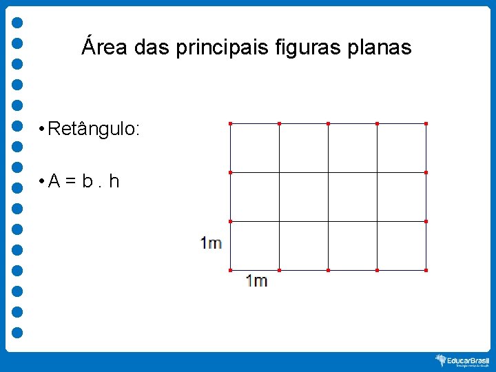 Área das principais figuras planas • Retângulo: • A = b. h 