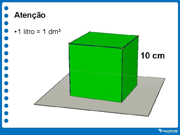 Atenção • 1 litro = 1 dm 3 