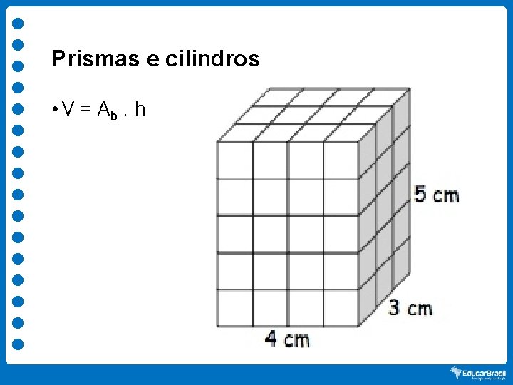 Prismas e cilindros • V = Ab. h 