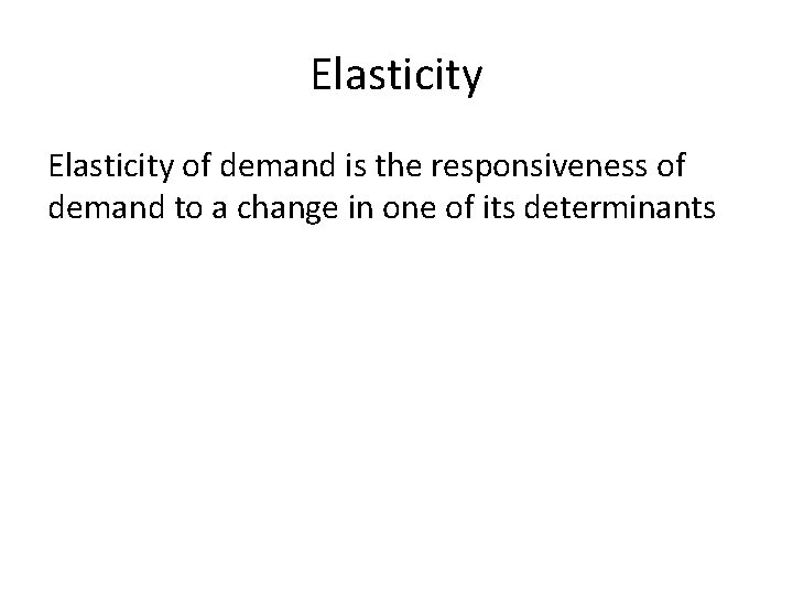 Elasticity of demand is the responsiveness of demand to a change in one of